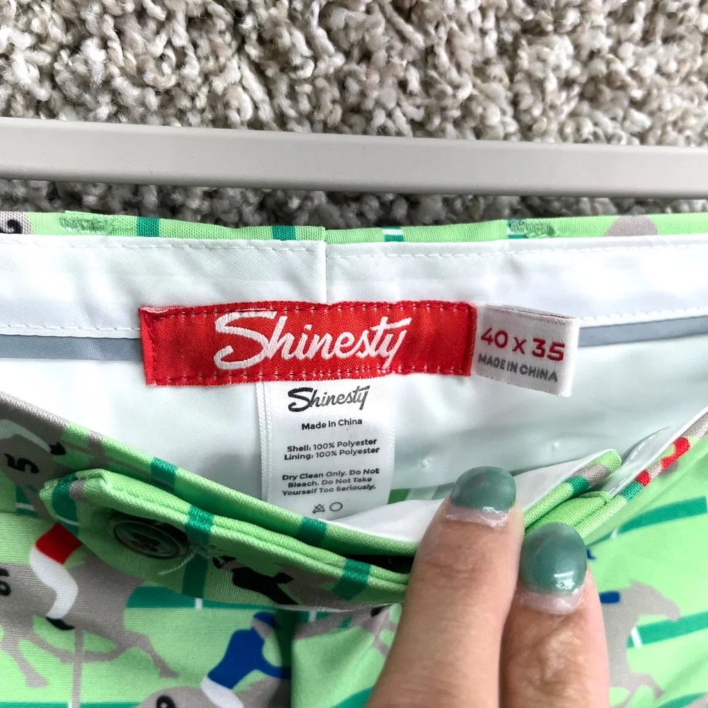Shinesty Green Horse Racing Derby Print Flat Front Dress Pants in Size 40x35